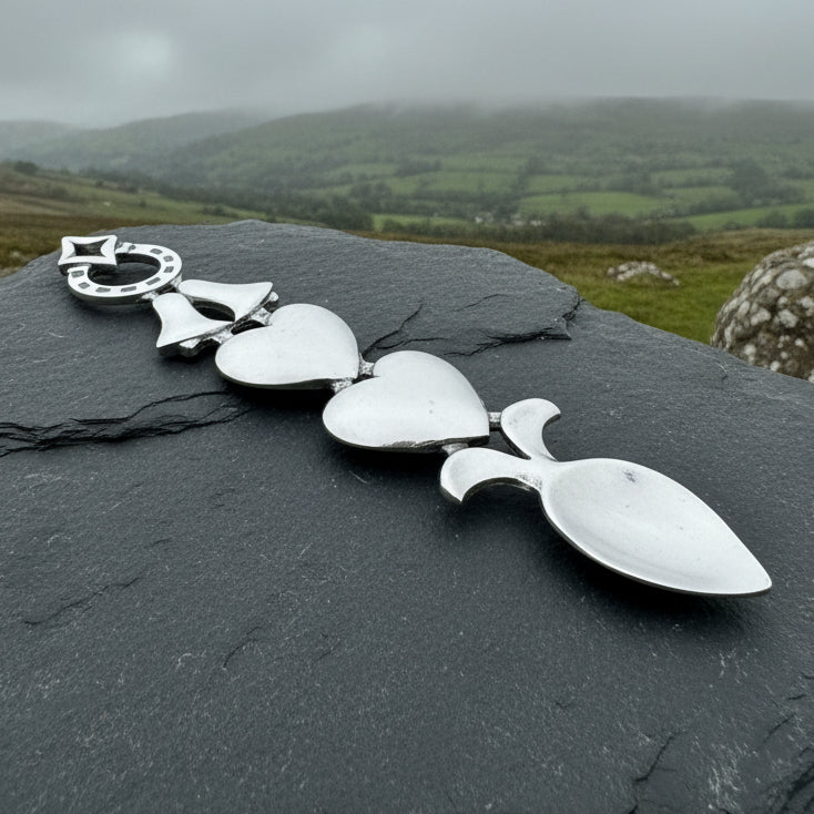 Traditional Welsh Love Spoon in Pewter