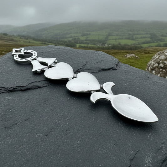 Traditional Welsh Love Spoon in Pewter