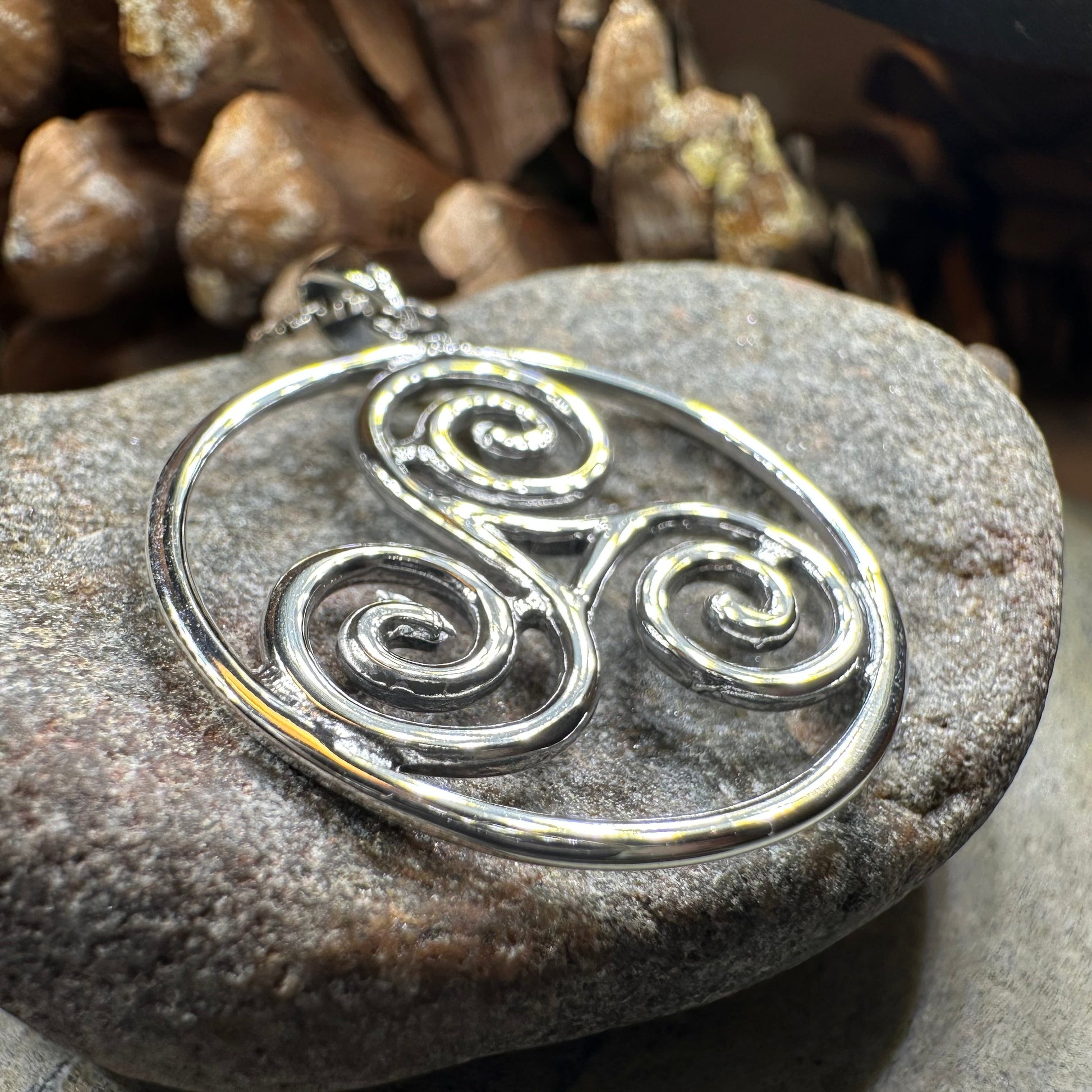 Ancient Celtic Spiral Necklace In Sterling Silver — view 8