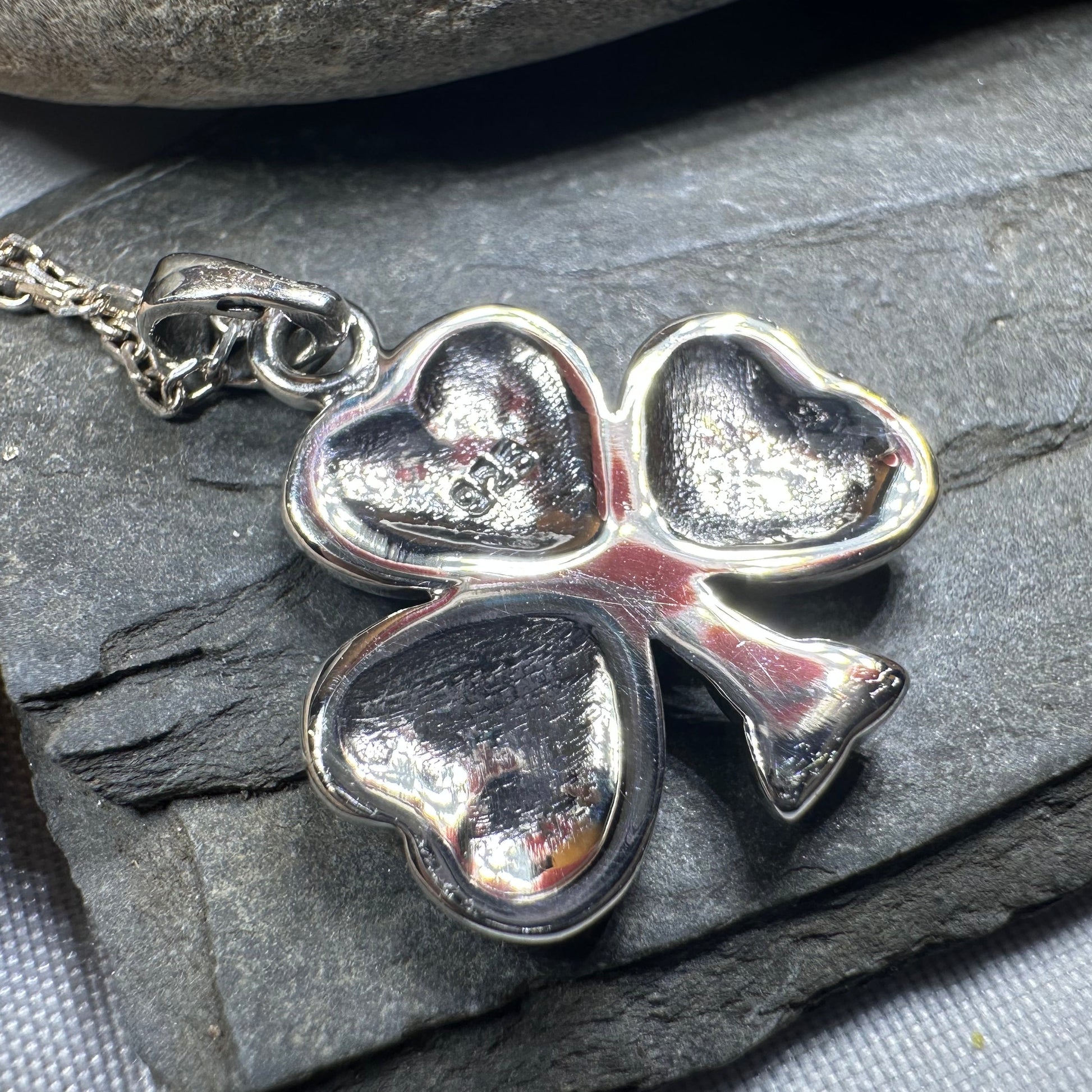 Trinity Knot Irish Shamrock Necklace in Sterling Silver — view 8