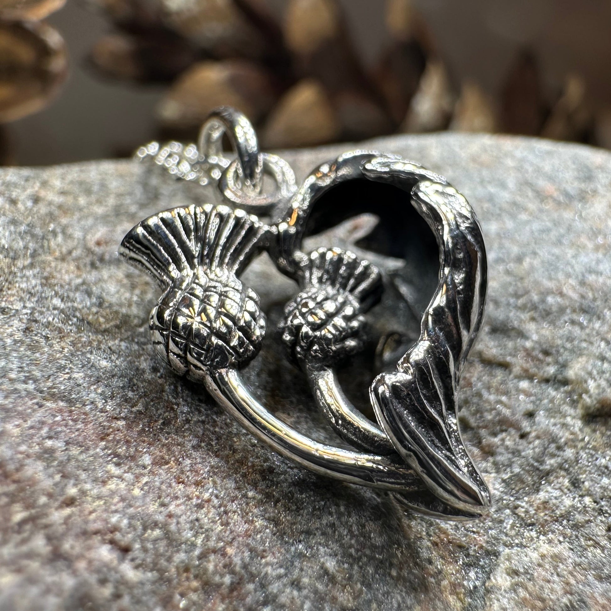 Erskine Scottish Thistle Necklace in Sterling Silver — view 4