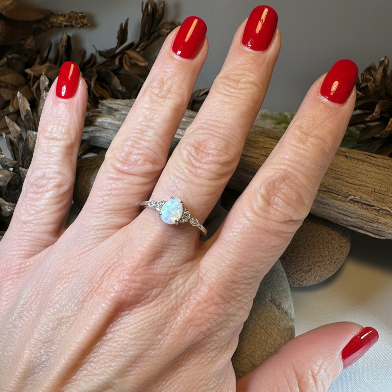 Allure White Fire Opal Ring