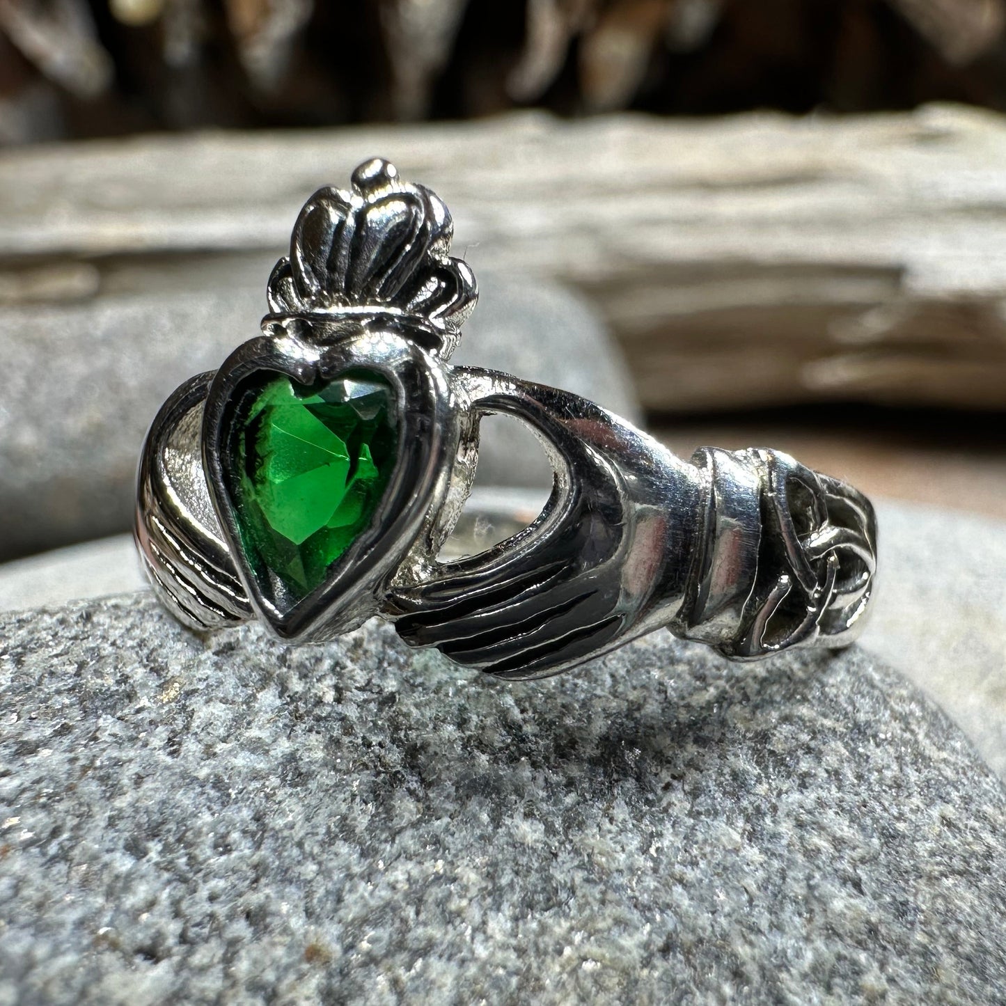 Irish Claddagh Trinity Knot Ring in Sterling Silver — view 9