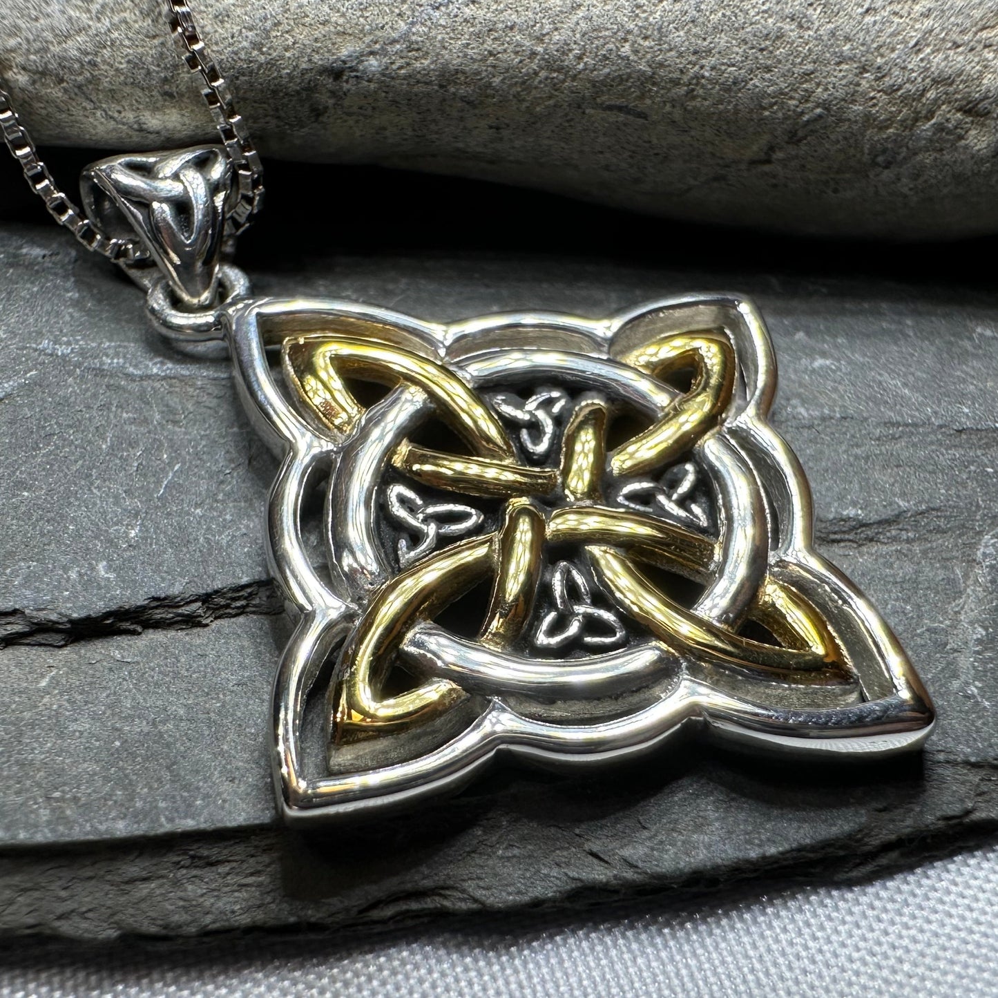 Classic Quaternary Knot Necklace in Sterling Silver