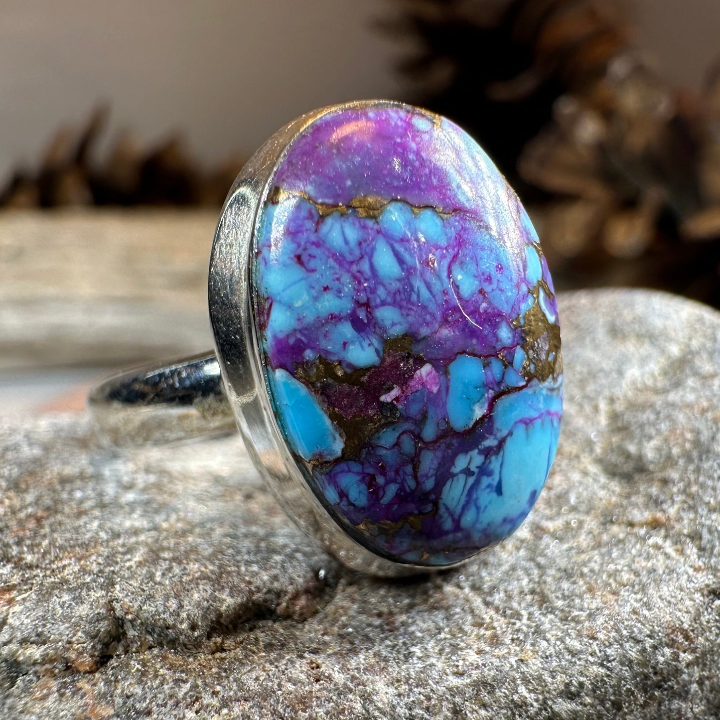 Purple Dahlia Turquoise Ring in Sterling Silver