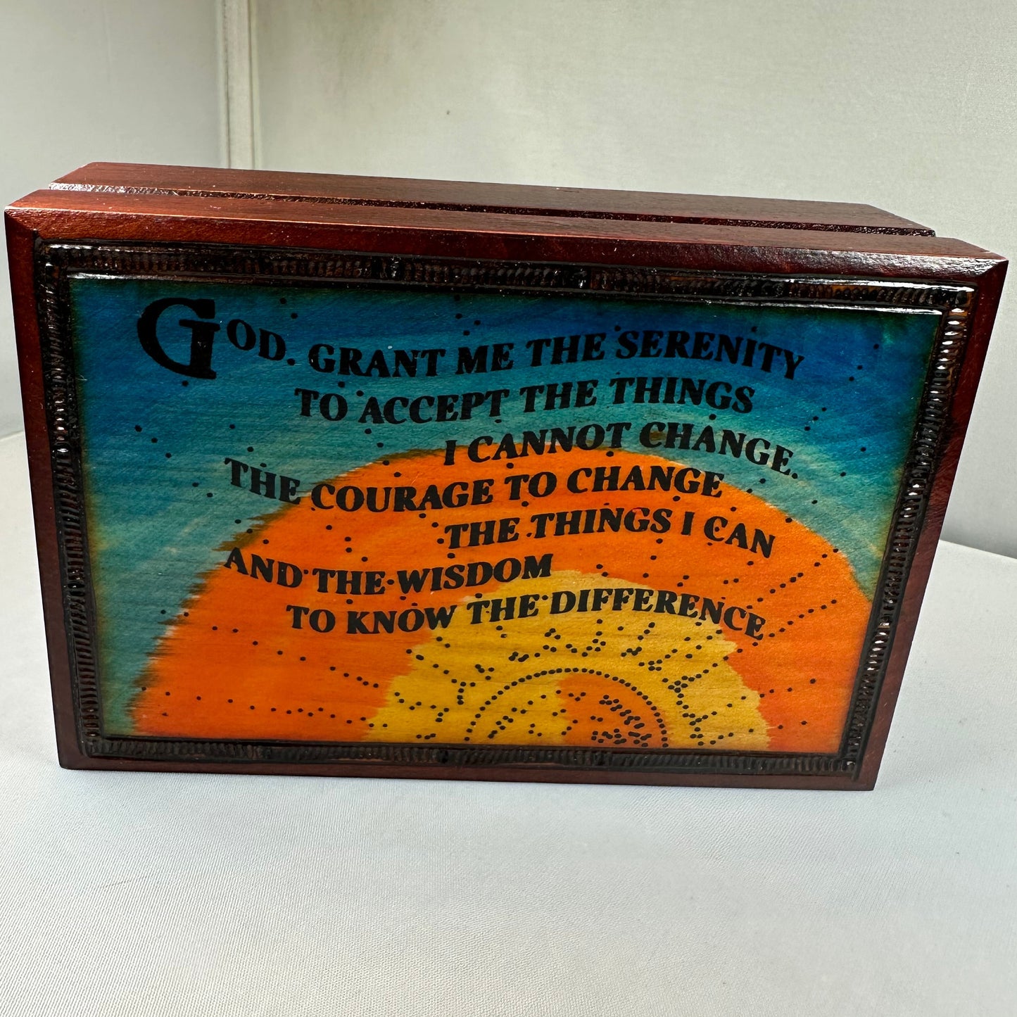 Serenity Prayer Sunrise Keepsake Box - Handmade Wooden Box