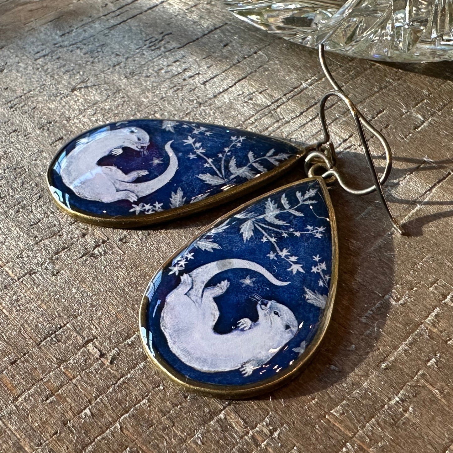 Indigo Otter Earrings - Handmade in the USA
