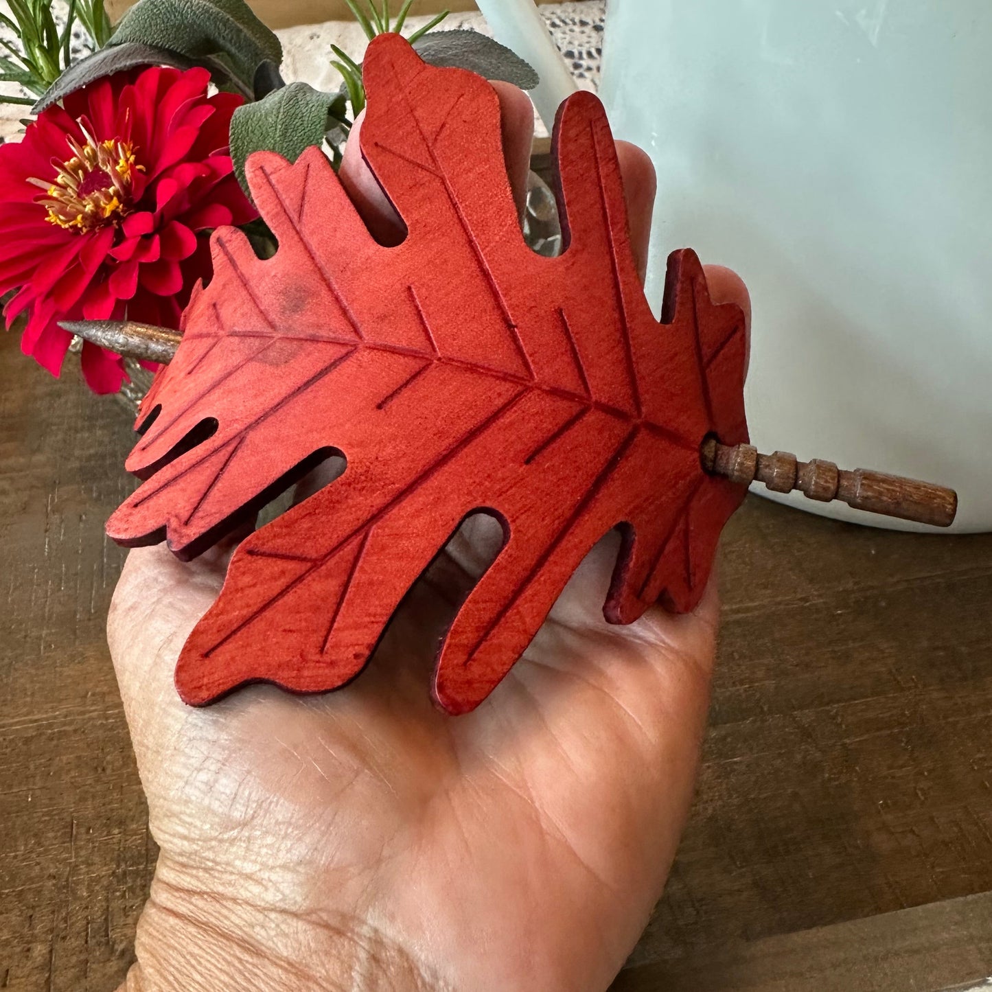 Large Oak Leaf Leather Hair Slide for Women