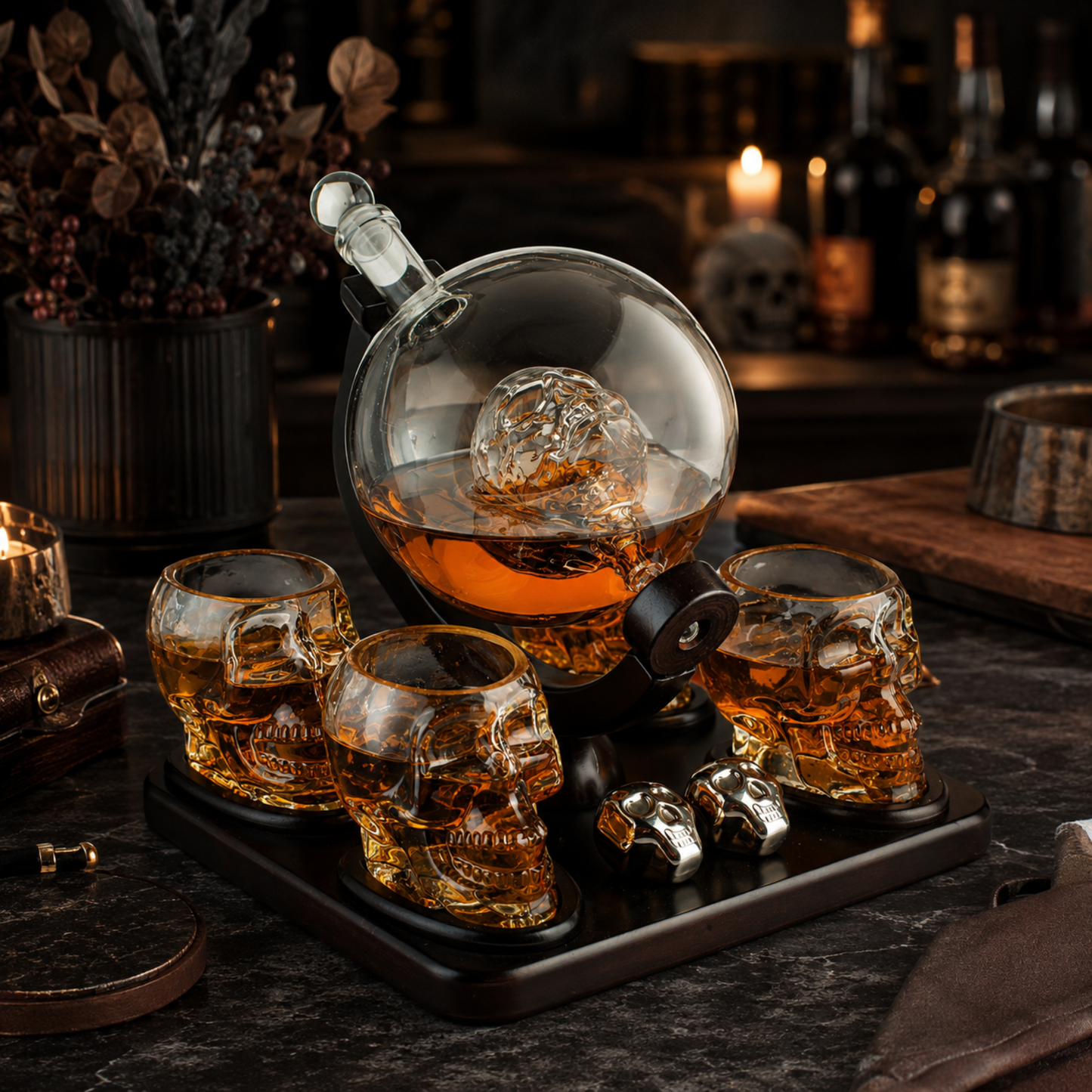 Large Skull Face Decanter Premium Barware Gift