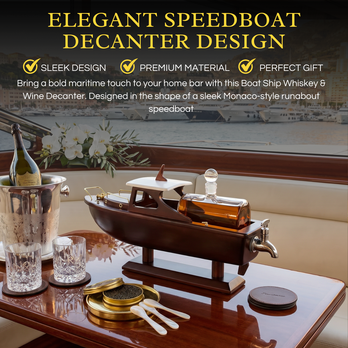 Luxury Speedboat Ship Whiskey Wine Decanter