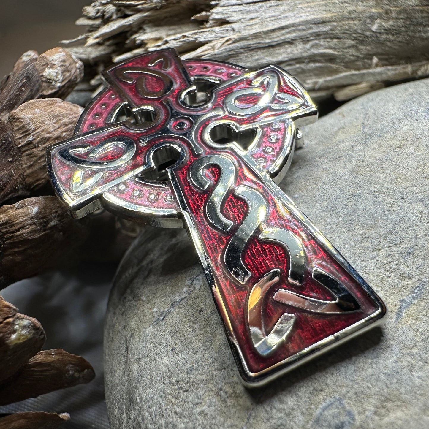 Enamel Celtic Cross Brooch — view 3