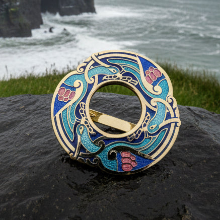 Enamel Celtic Birds Scarf Ring