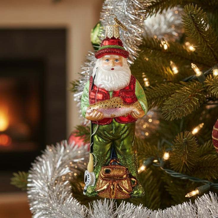 Fly Fishing Santa Ornament — view 3