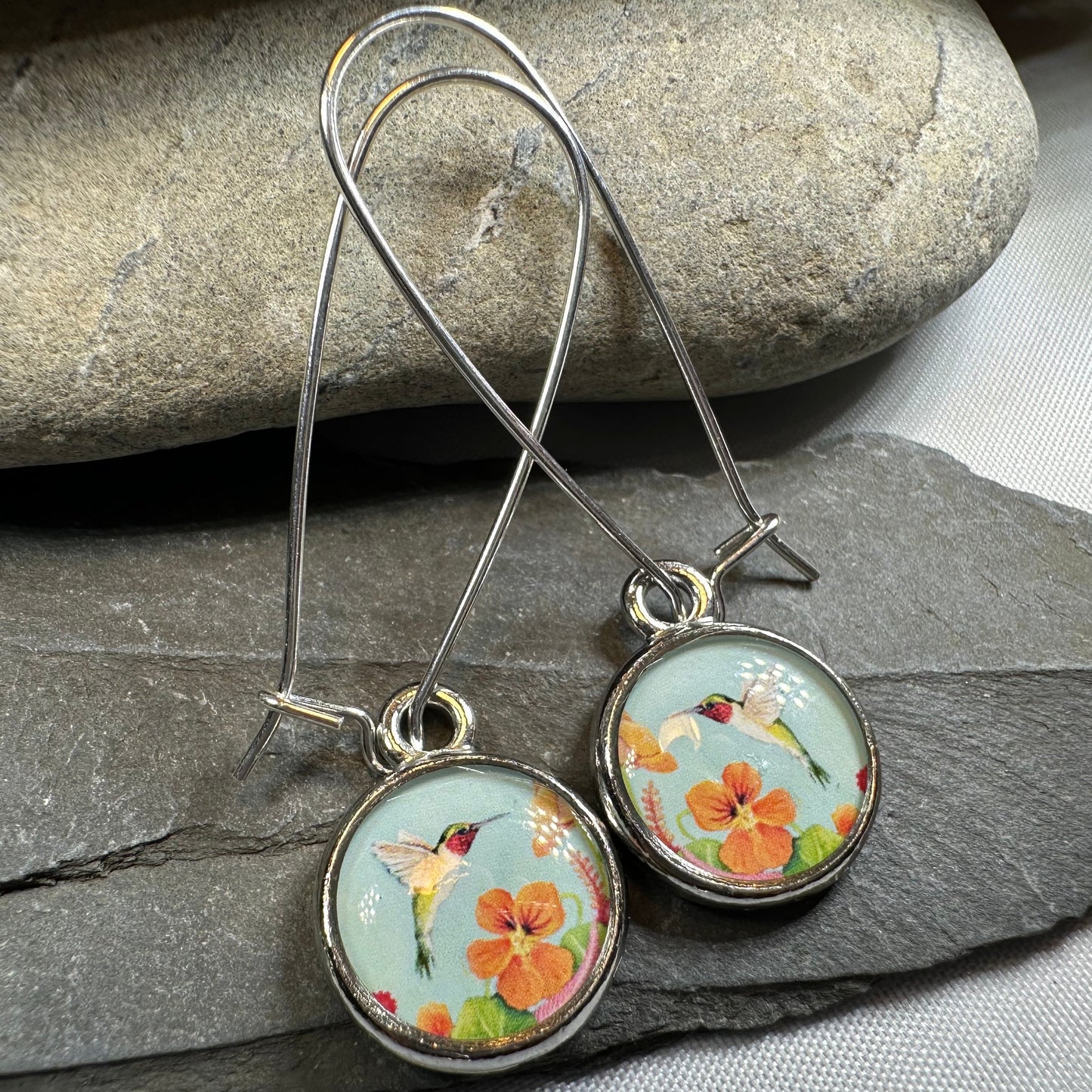 Busy Hummingbird Art Earrings