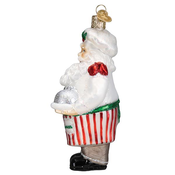 Chef Santa Ornament - Handblown Glass