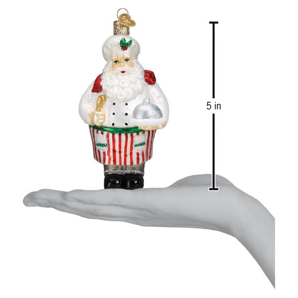 Chef Santa Ornament - Handblown Glass