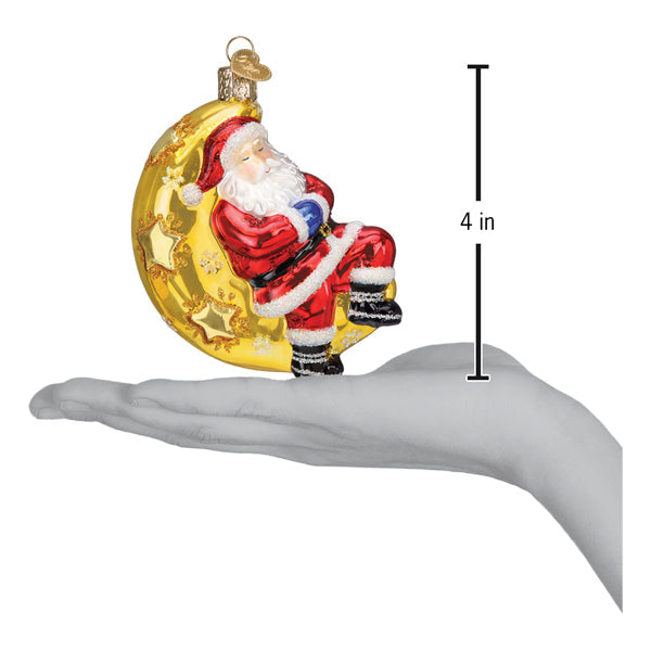 Moonlight Santa Ornament - Handmade Blown Glass