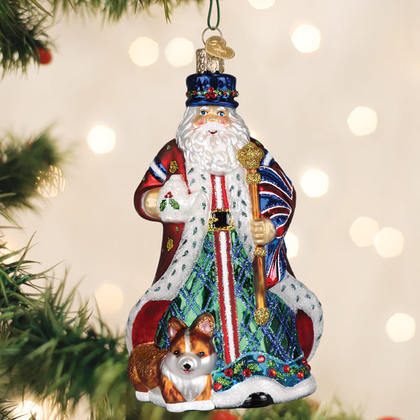 United Kingdom Santa Ornament - Handblown Glass