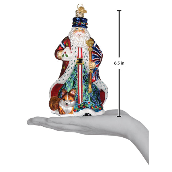 United Kingdom Santa Ornament - Handblown Glass