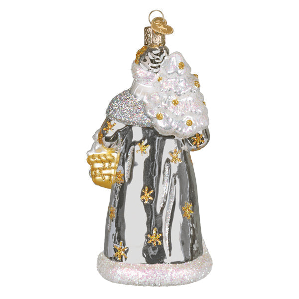 Sterling Santa Ornament - Handblown Glass