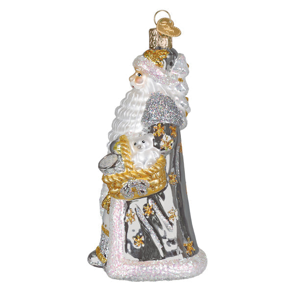 Sterling Santa Ornament - Handblown Glass