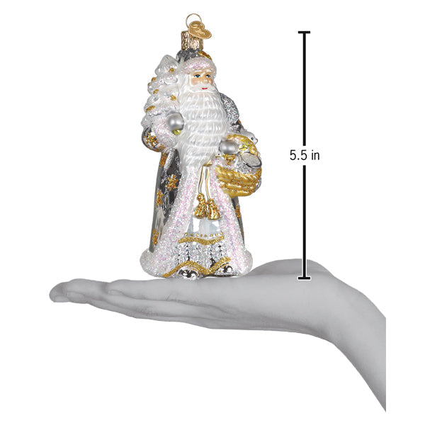 Sterling Santa Ornament - Handblown Glass