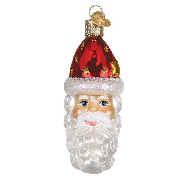 Santa Moon Face Ornament - Handblown Glass