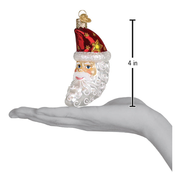 Santa Moon Face Ornament - Handblown Glass