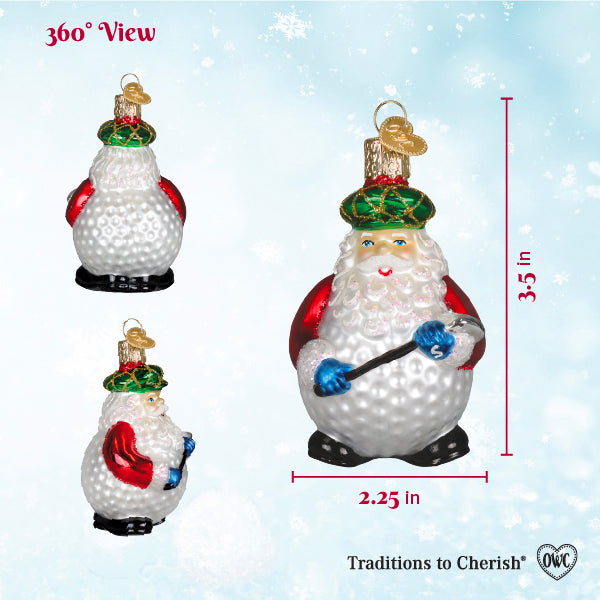 Ho Ho Hole-In-One Golf Ornament - Handblown Glass