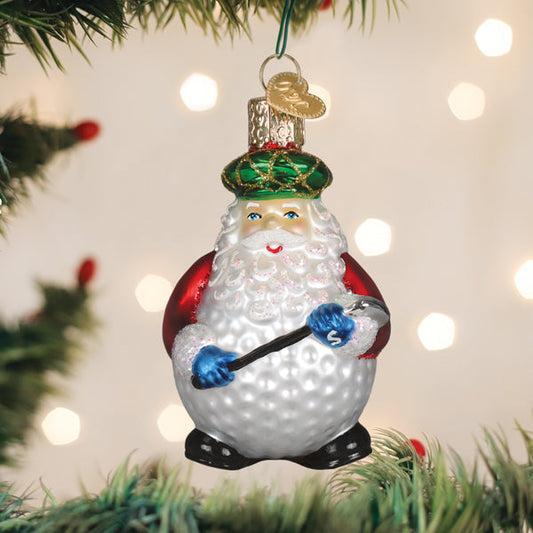 Ho Ho Hole-In-One Golf Ornament - Handblown Glass