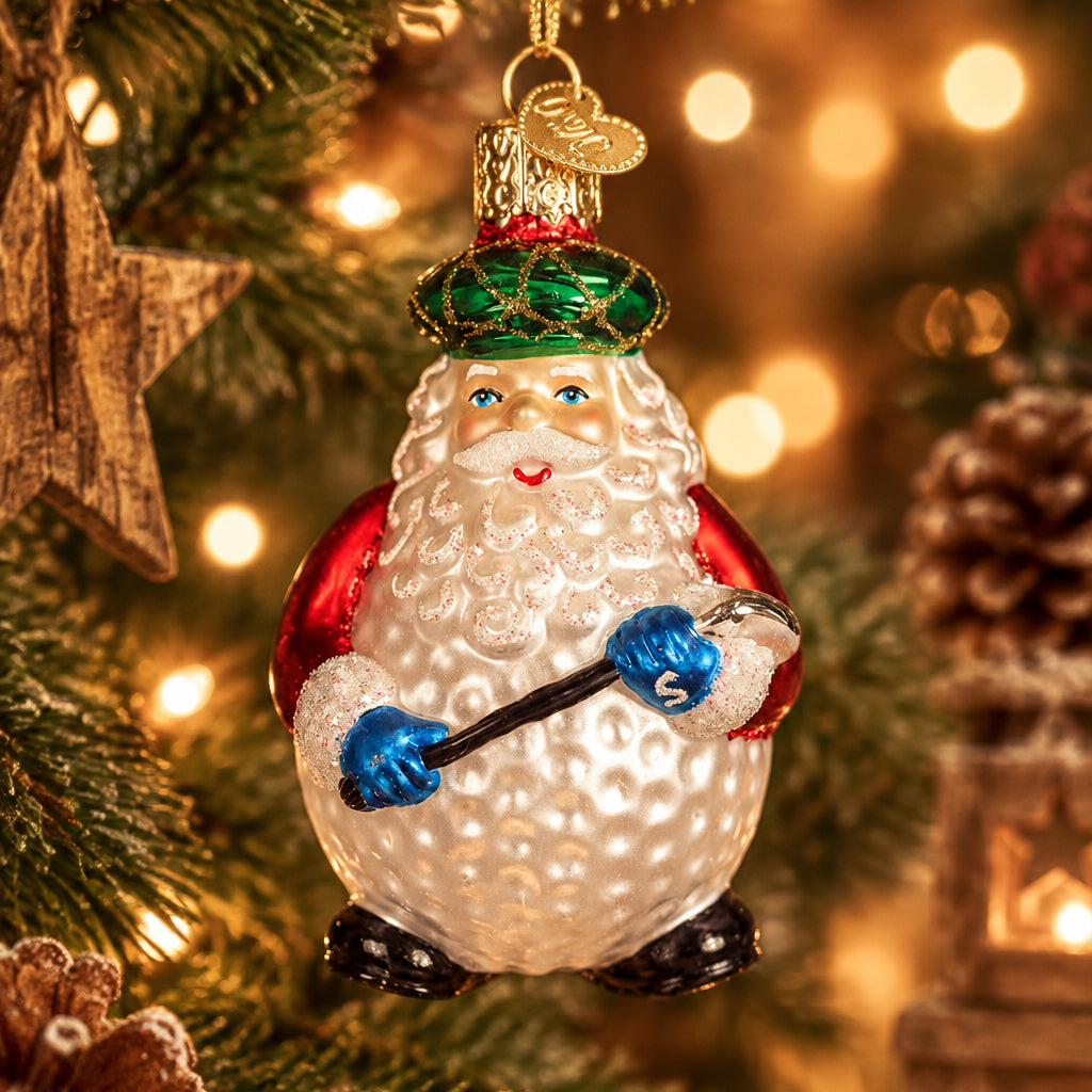 Ho Ho Hole-In-One Golf Ornament - Handblown Glass