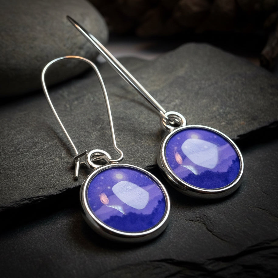 Misty Moonlit Mountain Earrings - Handmade in the U.S.A.