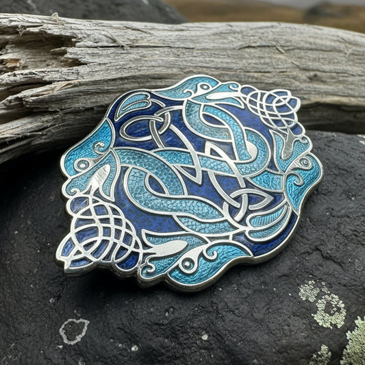 Celtic Dragon Enamel Brooch