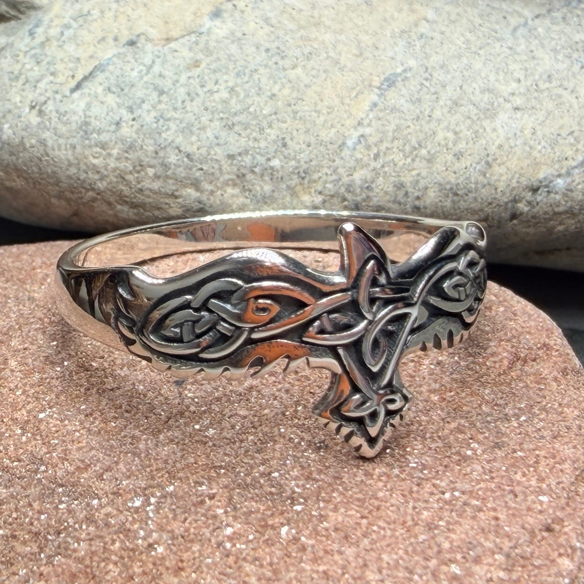 Totem Celtic Raven Ring in Sterling Silver