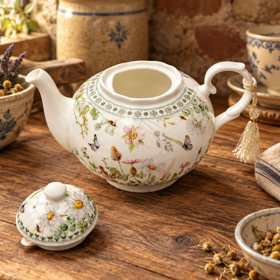 Daisies & Butterflies Fine China Teapot