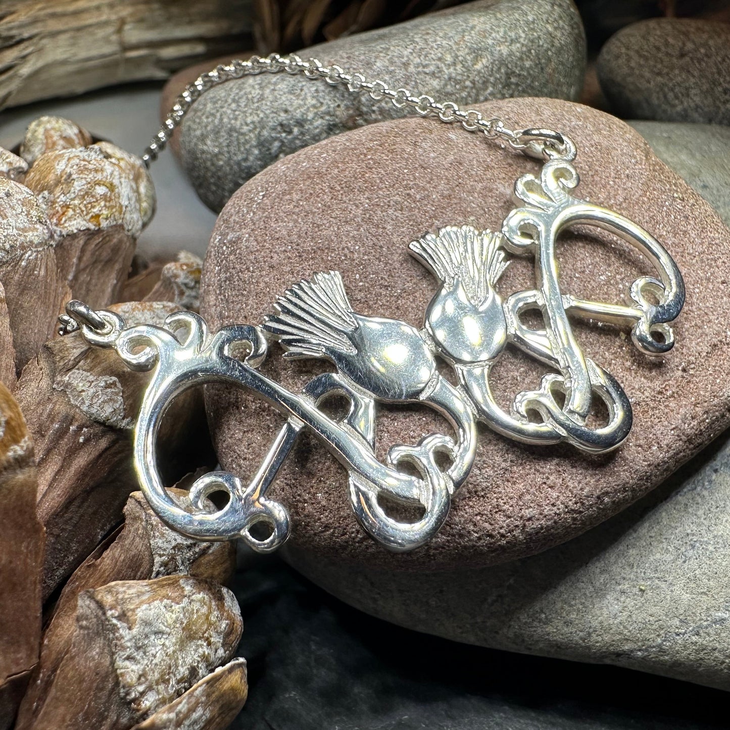 Scottish Meadow Thistle Necklace - Handmade in Scotland
