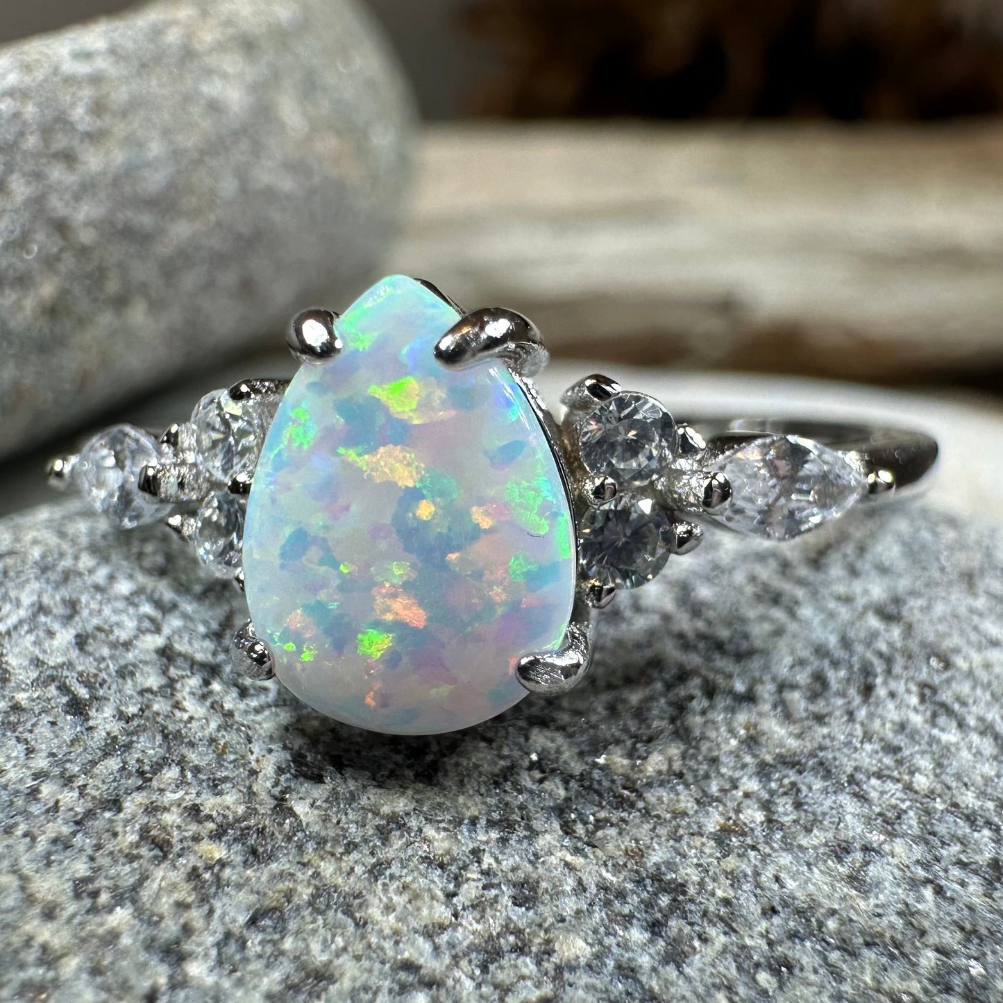 Allure White Fire Opal Ring