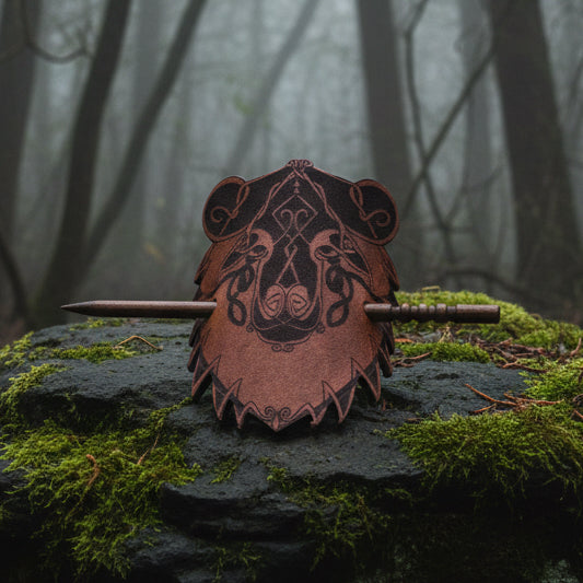 Celtic Bear Leather Hair Slide for Women
