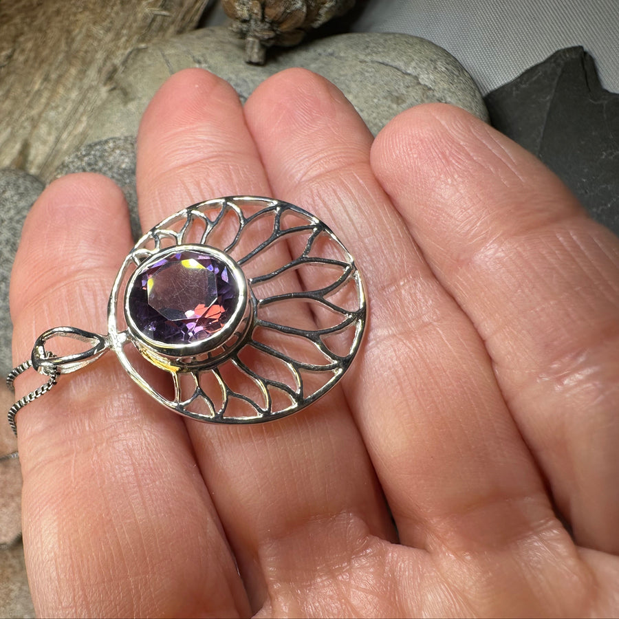 Amethyst Lotus Flower Necklace