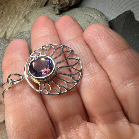 Load image into Gallery viewer, Amethyst Lotus Flower Necklace
