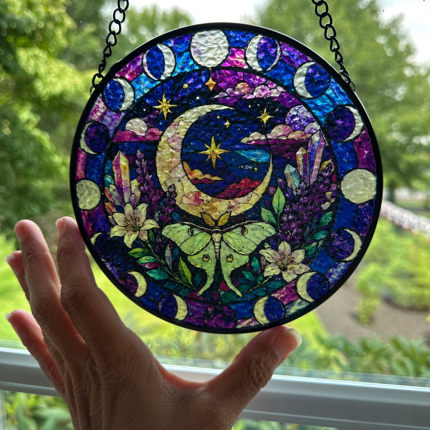 Magical Crescent Moon & Luna Moth Suncatcher