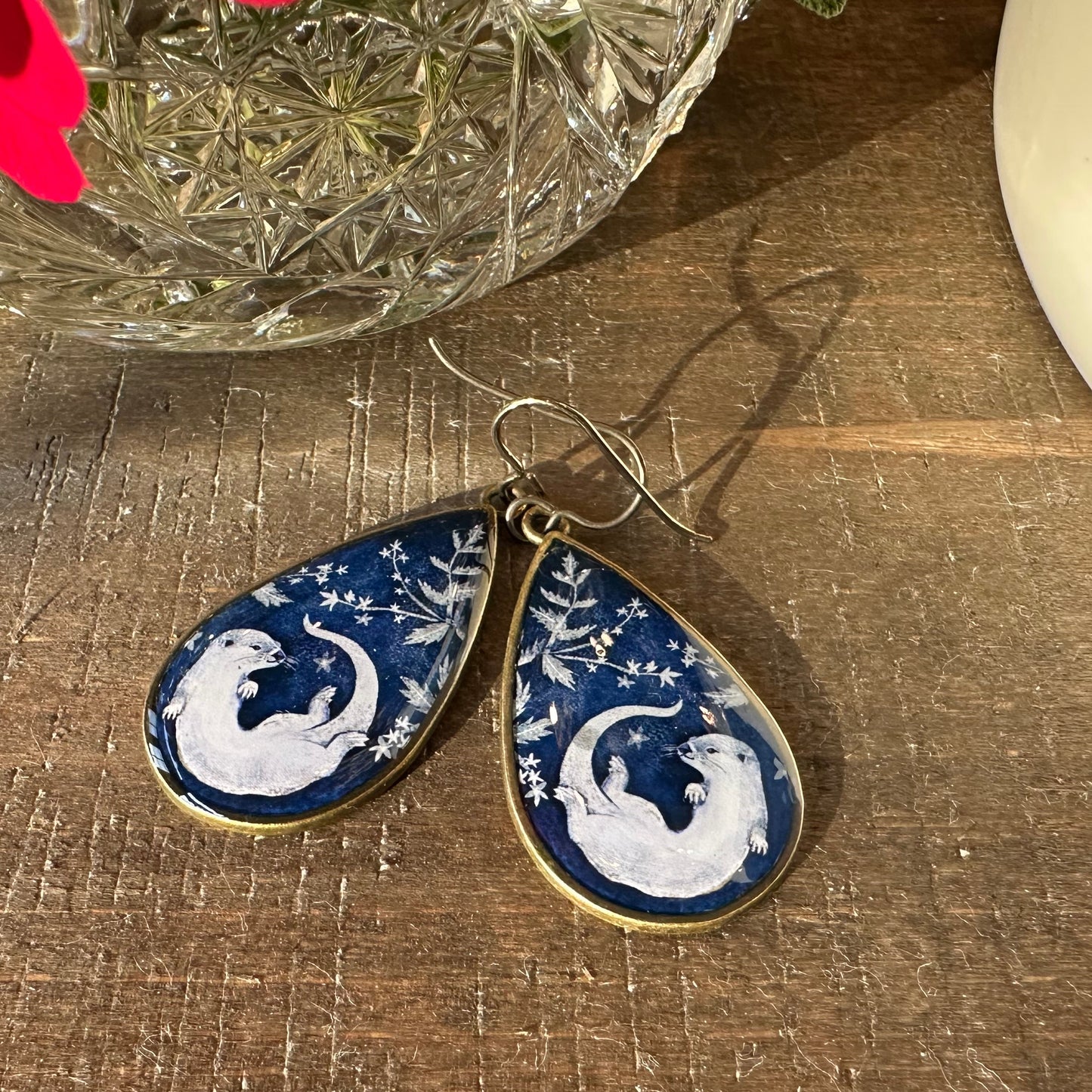 Indigo Otter Earrings - Handmade in the USA