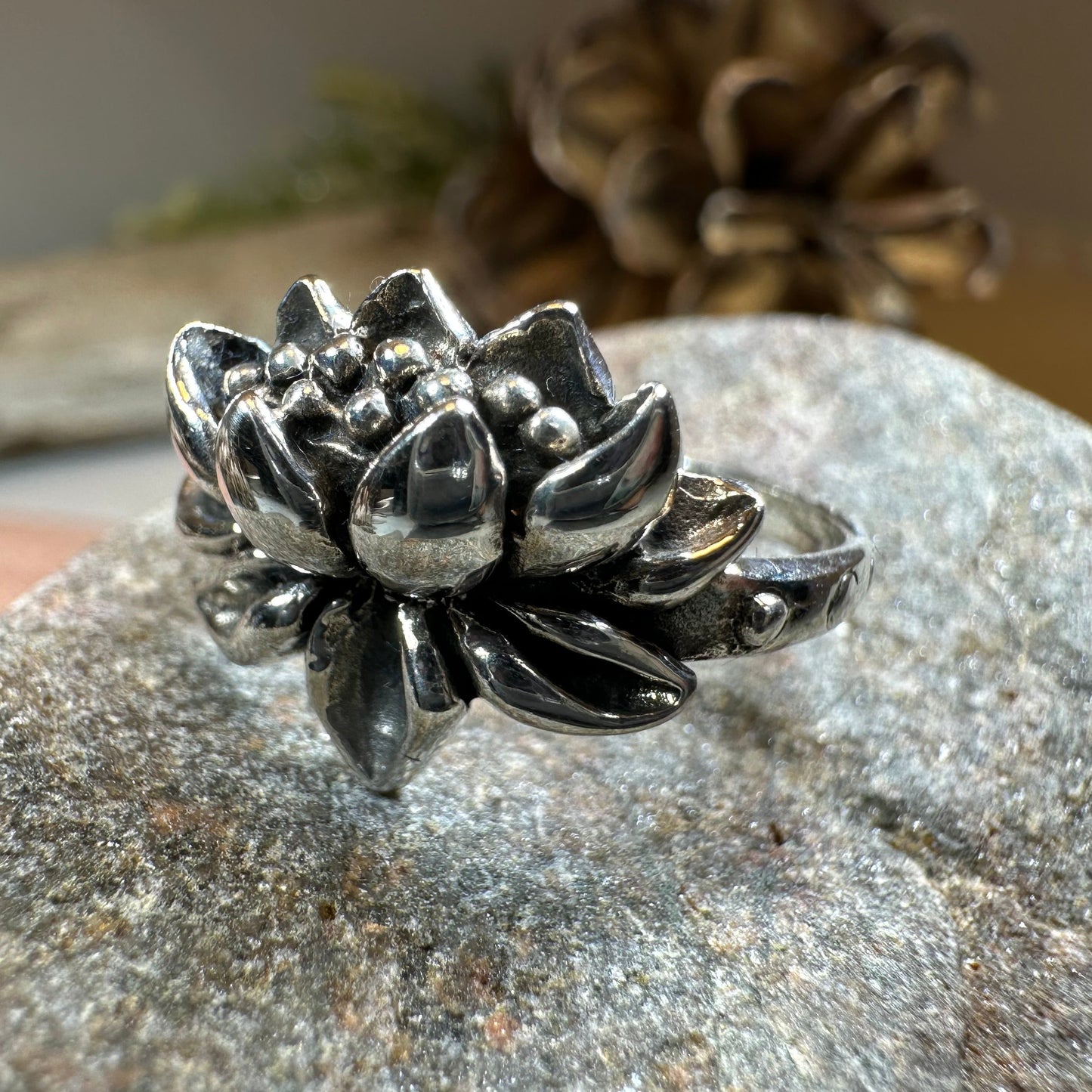 First Bloom Lotus Ring in Sterling Silver