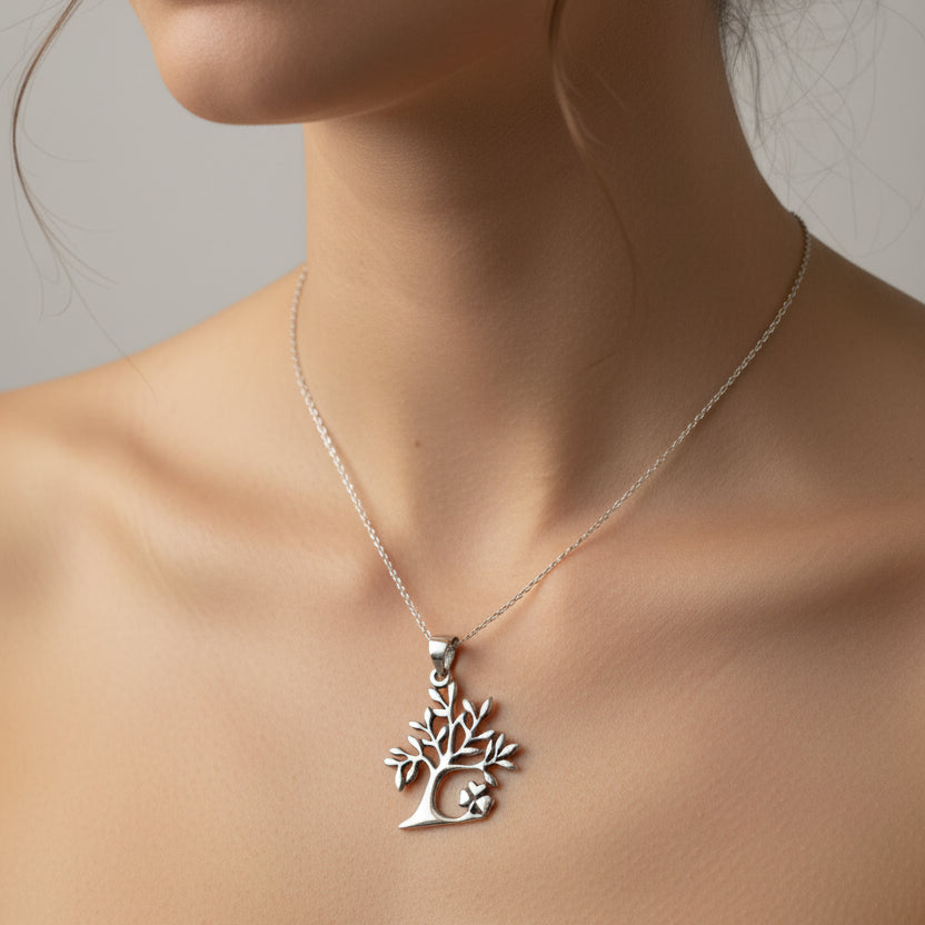 Elsa Tree of Life Shamrock Necklace in Sterling Silver — view 2
