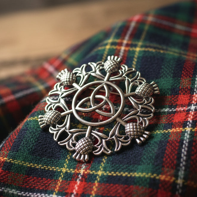 Large Scottish Thistle & Trinity Knot Brooch