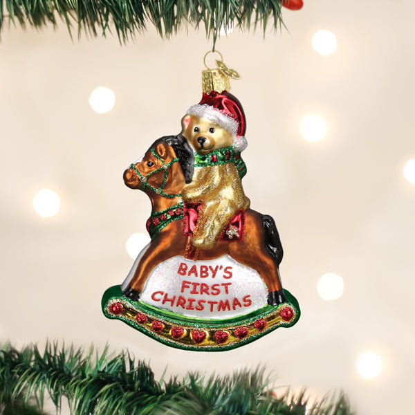 Rocking Horse Teddy Baby's First Christmas Ornament