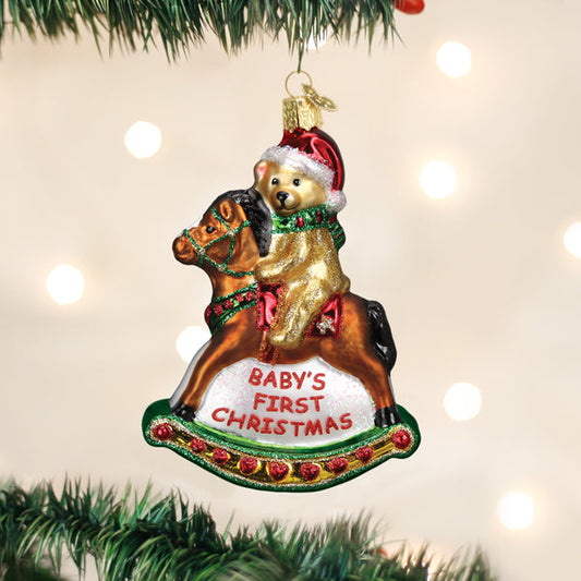 Rocking Horse Teddy Baby's First Christmas Ornament