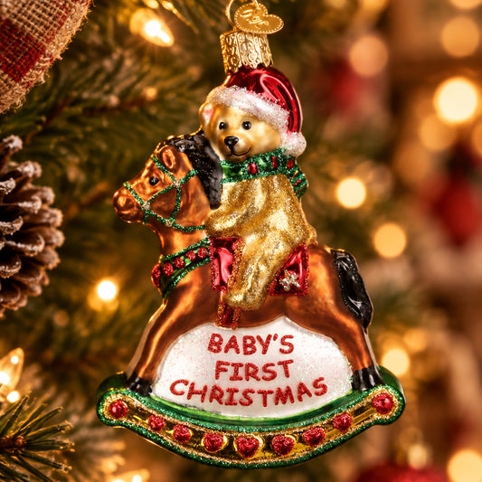 Rocking Horse Teddy Baby's First Christmas Ornament