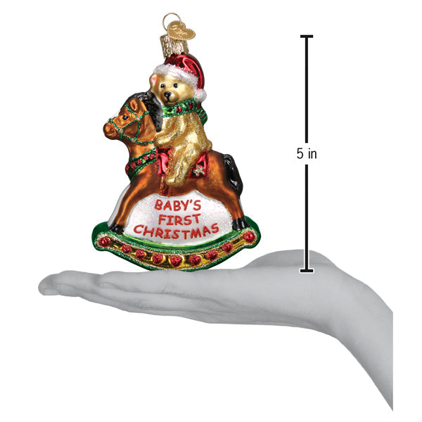 Rocking Horse Teddy Baby's First Christmas Ornament