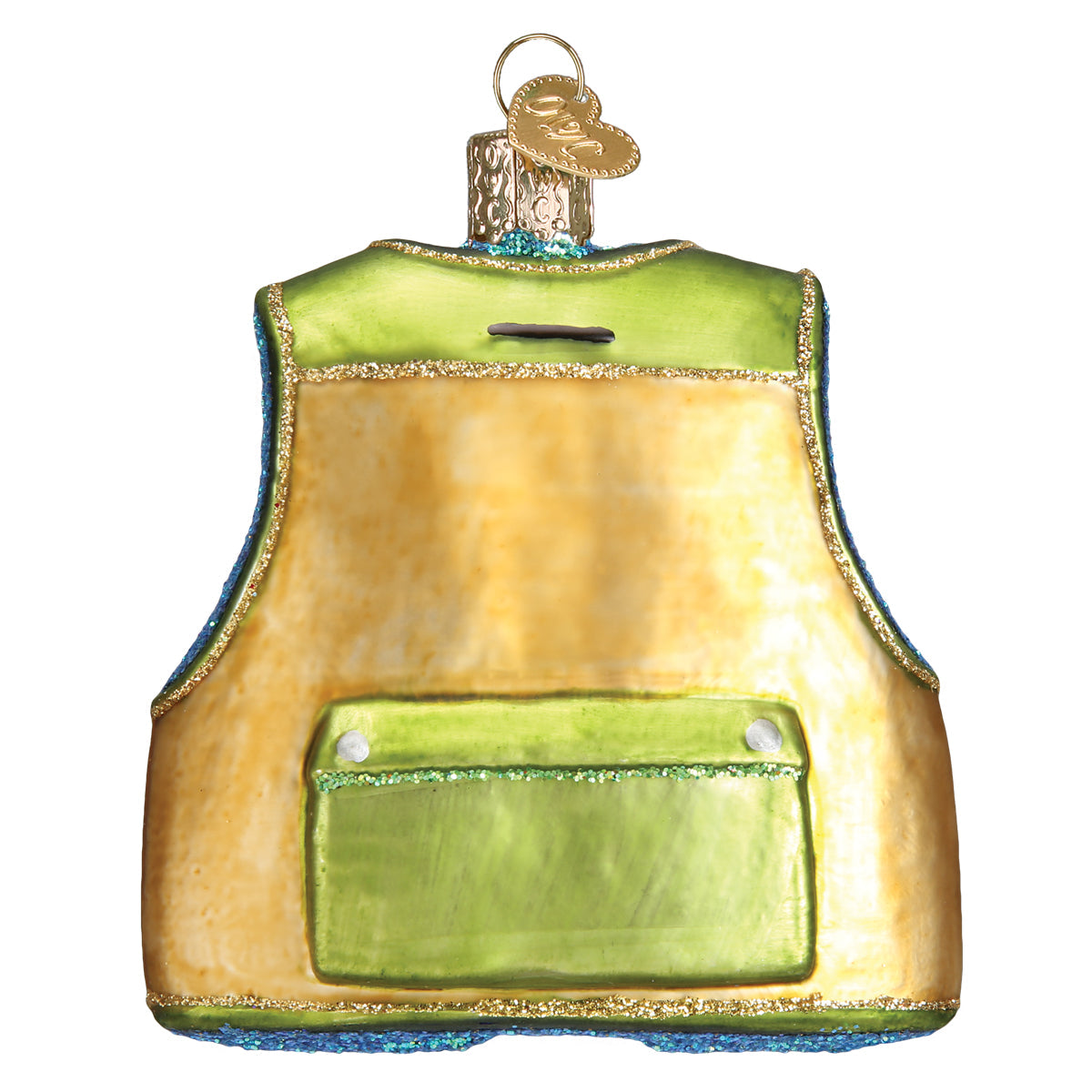 Fishing Vest Ornament - Handblown Glass